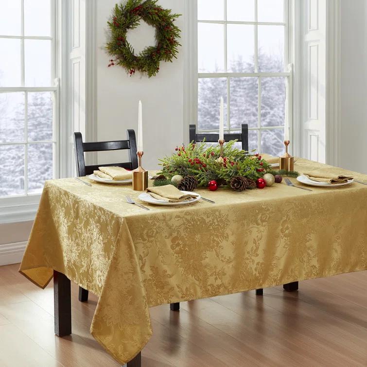 Astoria Grand Tilghman Poinsettia Floral Woven Tablecloth