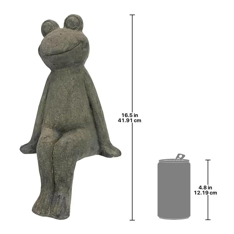 Rustic Brown Resin Sitting Frog Garden Statue