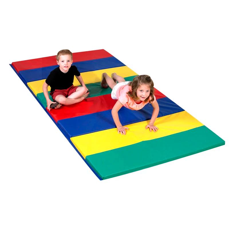 Angeles Primary 4' x 6' Folding Gym Mat - Rainbow