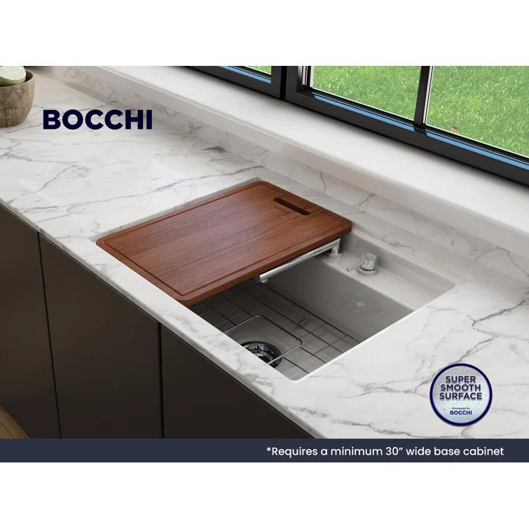 BOCCHI Baveno 27'' L Dual Mount Single Bowl Fireclay Kitchen Sink 1633-001-0127