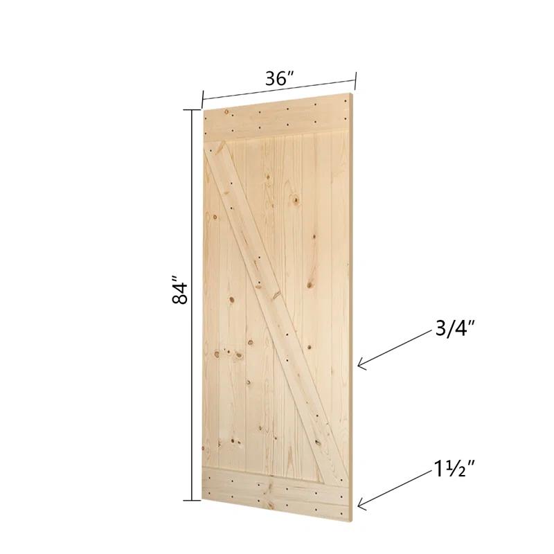 IsLife 36'' x 84'' Solid Wood Paneled Painted without Installation Hardware Kit Barn Door
