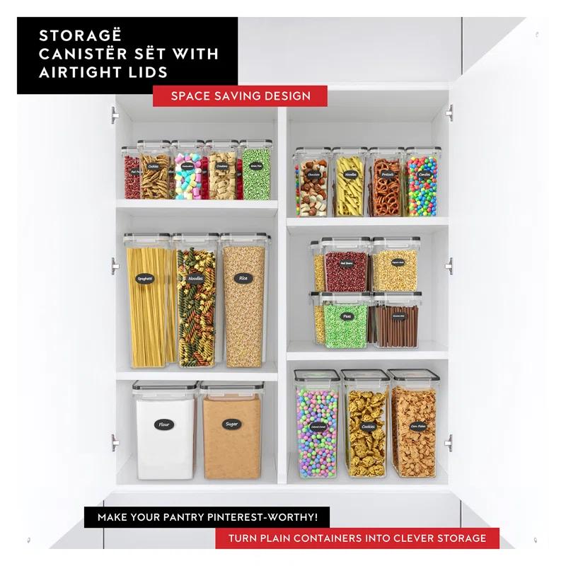 DWËLLZA KITCHEN Airtight Cereal Food Storage Containers For Flour & Sugar Including 1 Marker & 8 Labels (Set of 3)