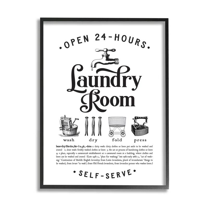 Stupell Industries " Vintage Laundry Room Definition Wash Dry Fold " by Lettered And Lined