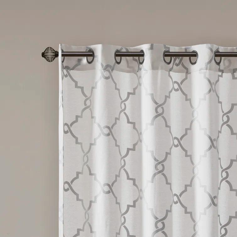 Madison Park Fretwork Print Grommet Top Single Window Curtain Panel
