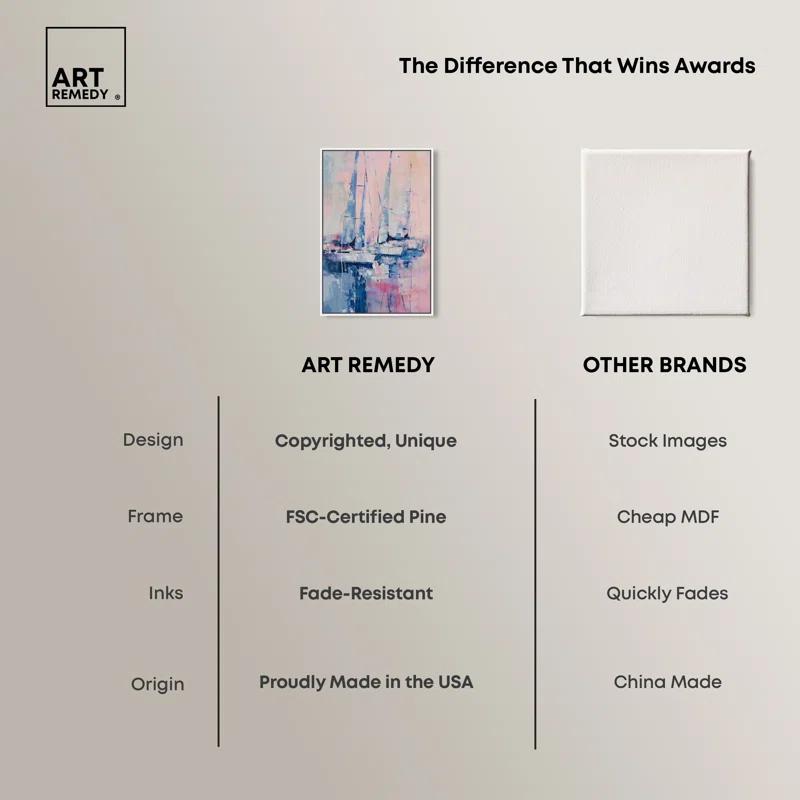 Art Remedy Art Remedy Pastel Sea Breeze Framed Sailing 1 Piece Canvas Wall Art 57710