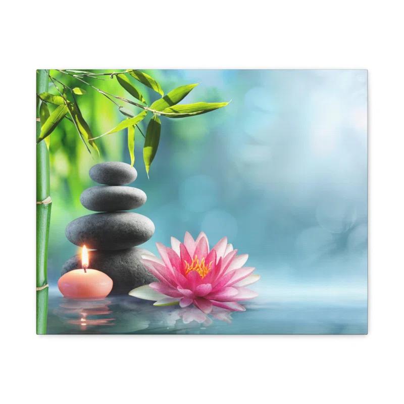 Bay Isle Home™ Massage Stones and Waterlily Forest Floral Nature Photography Canvas Wall Art