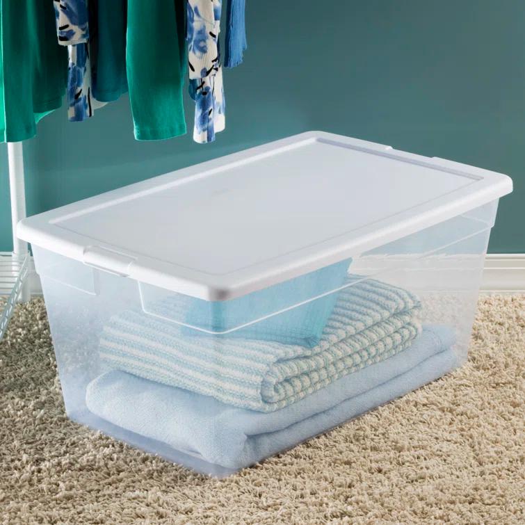 Sterilite Sterilite Storage Box, Stackable Bin with Lid, Plastic Container to Organize Shoes and Crafts on Closet Shelves