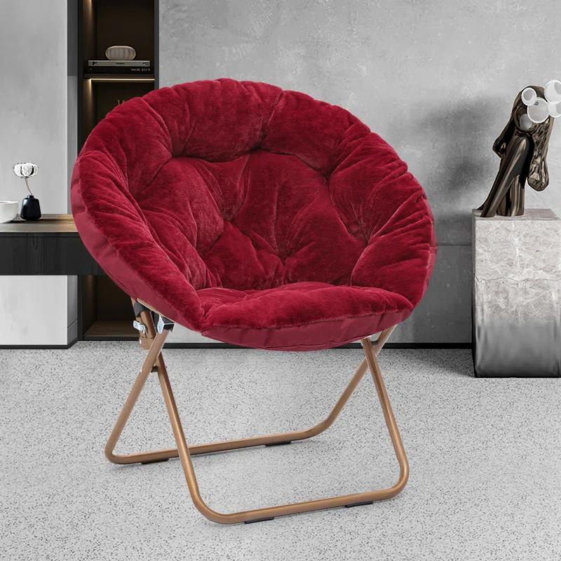 Mercer41 Amey Foldable Round Saucer Chair Portable Dorm Chair Lounge Chair Accent Chair for Bedroom Living Room