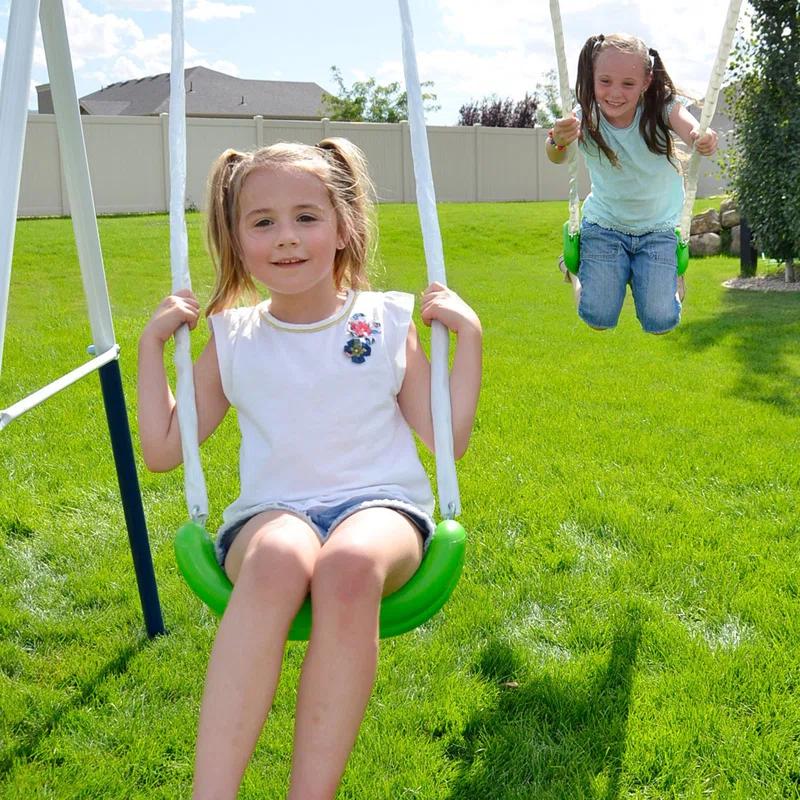 Sportspower Sportspower Outdoor Rosemead Metal Swing Set with Lifetime Warranty on 6' Double Wall Slide