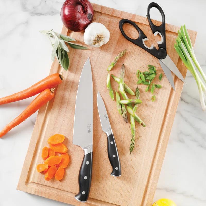 Martha Stewart Martha Stewart Stainless Steel 14 Piece Cutlery And Knife Block Set In Black