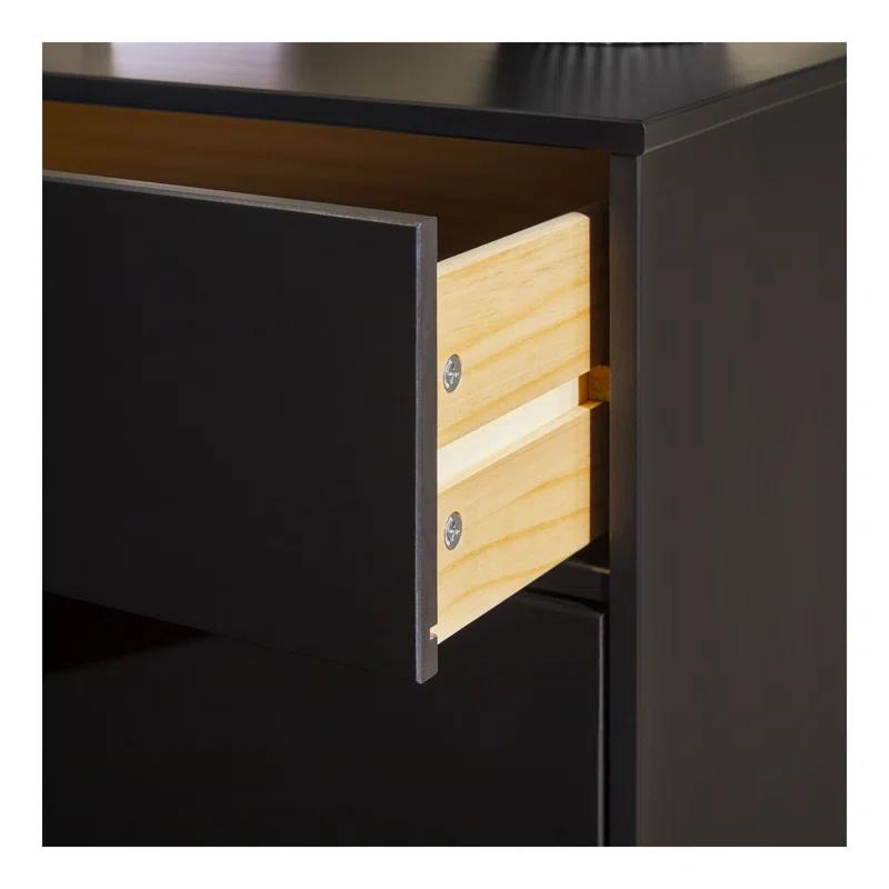 George Oliver Mid-Century Modern Solid Wood 3-Drawer Dresser – Black