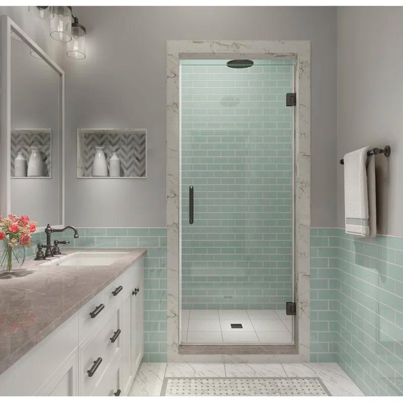 Aston SDR997EZ-NBR-35580 Kinkade XL 35.25" - 35.75" W x 80" H Hinged Frameless Shower Door