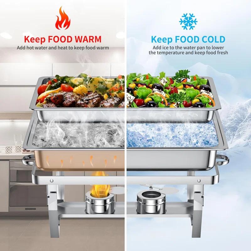 The Party Aisle™ Chafing Dishes For Buffet 4 Pack, 8 Qt Stainless Steel Chafers And Buffet Warmers Sets With Lid, Rectangle Serving Food Warmer Catering Supplies Buffet Display For Parties