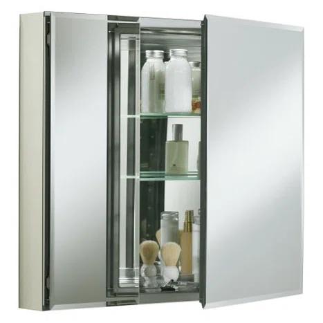 CLC Aluminum Two-Door Medicine Cabinet With Mirrored Doors, Beveled Edges