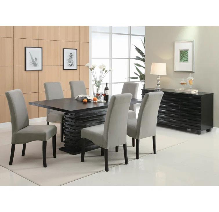 Lark Manor™ Damian Rectangle Pedestal Dining Table Black