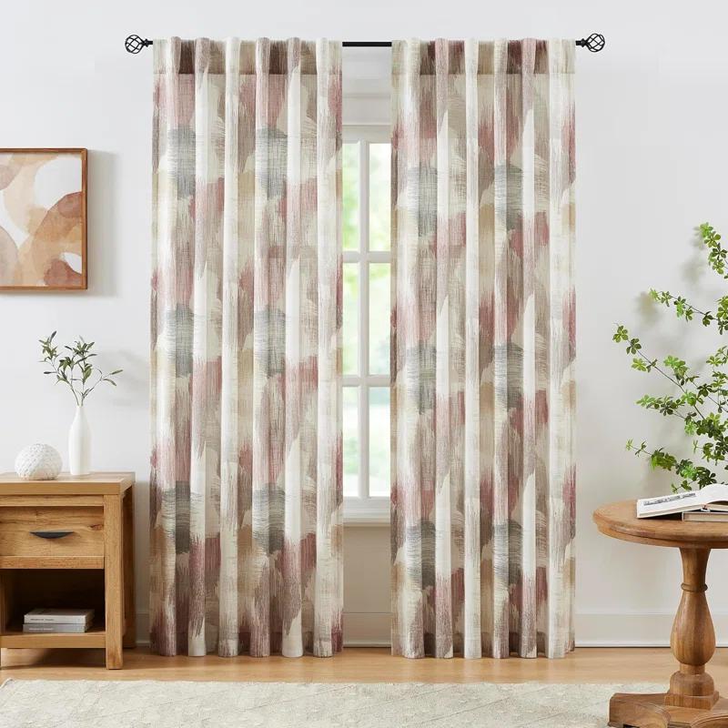 Orren Ellis Floral Semi-Sheer Curtains Bohemian Light Filtering Window Treatments Set,2 Panels)