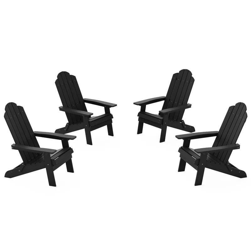 Highland Dunes Outdoor Plastic Folding Adirondack Chair For All Weather (Set Of 4) (Set of 4)