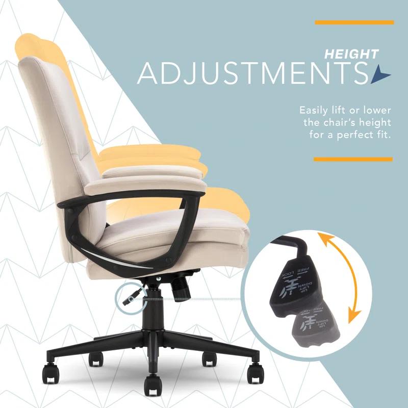 CLICK365 Click365 Classic Comfort Executive Office Chair, Ergonomic Mid-Back, Double-Layer Seat Cushion