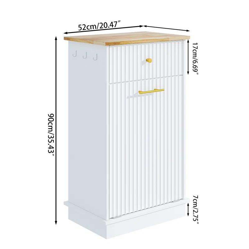 Alaulm 10 Gallons Tilt out Trash Can Cabinet with Drawer, Freestanding Kitchen Trash Can Cabinet (Not Include Trash Can)