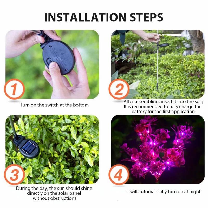 SolarEra Solar Phalaenopsis Garden Decor Lights Halloween Decoration Outdoor Waterproof Integrated LED Light (Set of 2)
