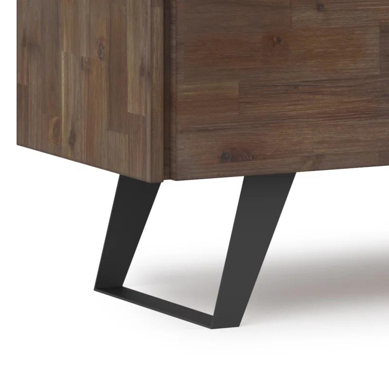 Simpli Home Lowry 63"W Solid Wood Modern Industrial TV Stand for TVs up to 70" with Storage