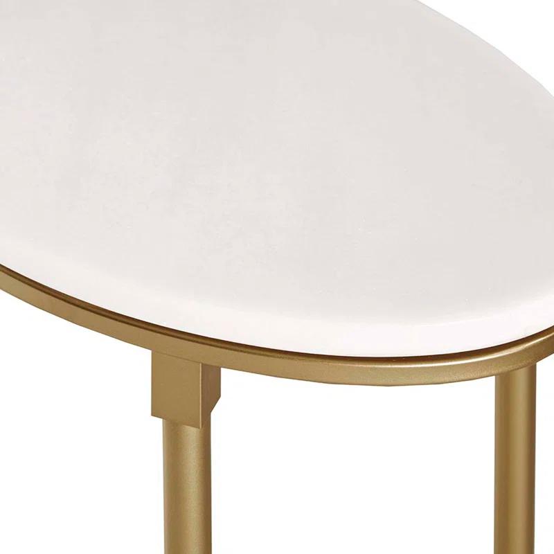 Bordeaux Marble Top Oval Gold Metal End Table
