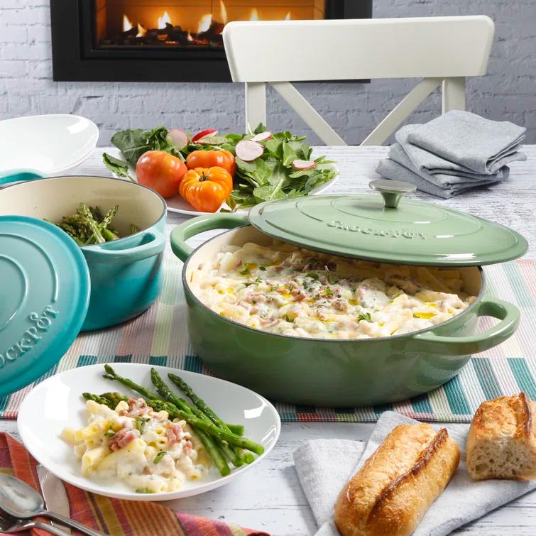 Crock-pot Crock Pot Artisan 5 Quart Round Enameled Cast Iron Braiser Pan With Self Basting Lid In Pistachio Green | Wayfair