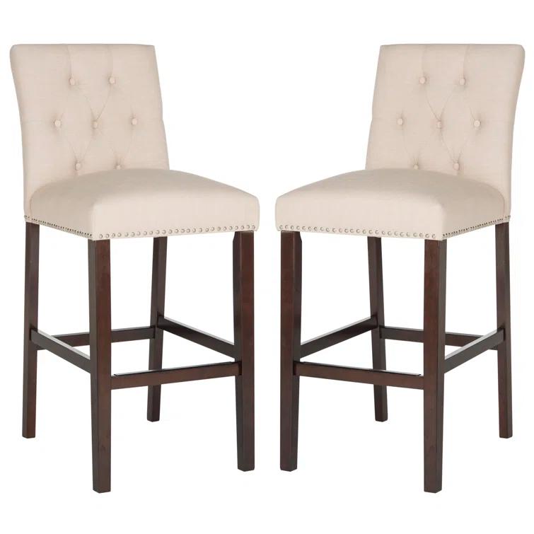 Gracie Oaks McLoud Upholstered Counter Stool with Solid Wood Frame (Set of 2)