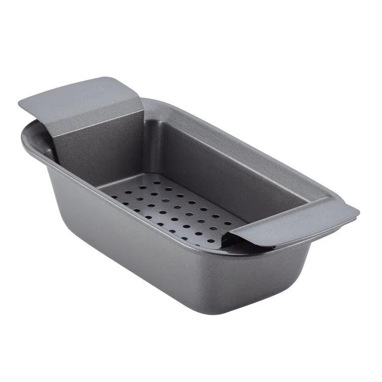Rachael Ray Rachael Ray Bakeware Loaf / Meatloaf / Bread Pan with Removable Insert, 9 Inch x 5 Inch, Gray