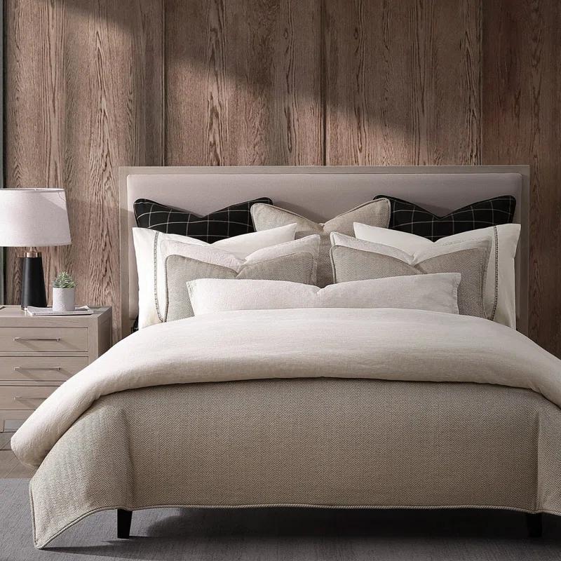 Chenille Herringbone Classic Modern Rustic Twill Woven 3 Pieces Duvet Cover Set