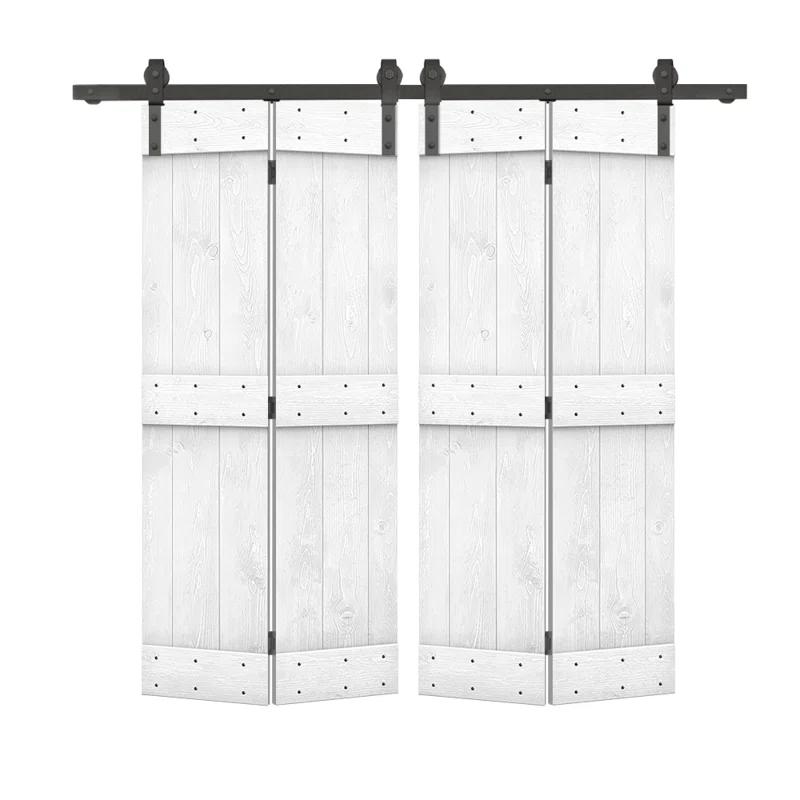 Calhome 84'' Solid Wood Barn Doors Painted Bi-Fold Door
