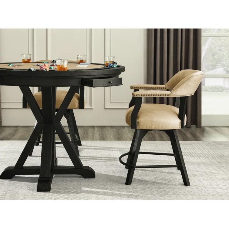 Steve Silver Furniture Rylie 50" 8 - Player Foldable Poker Table with Chairs and Drawers