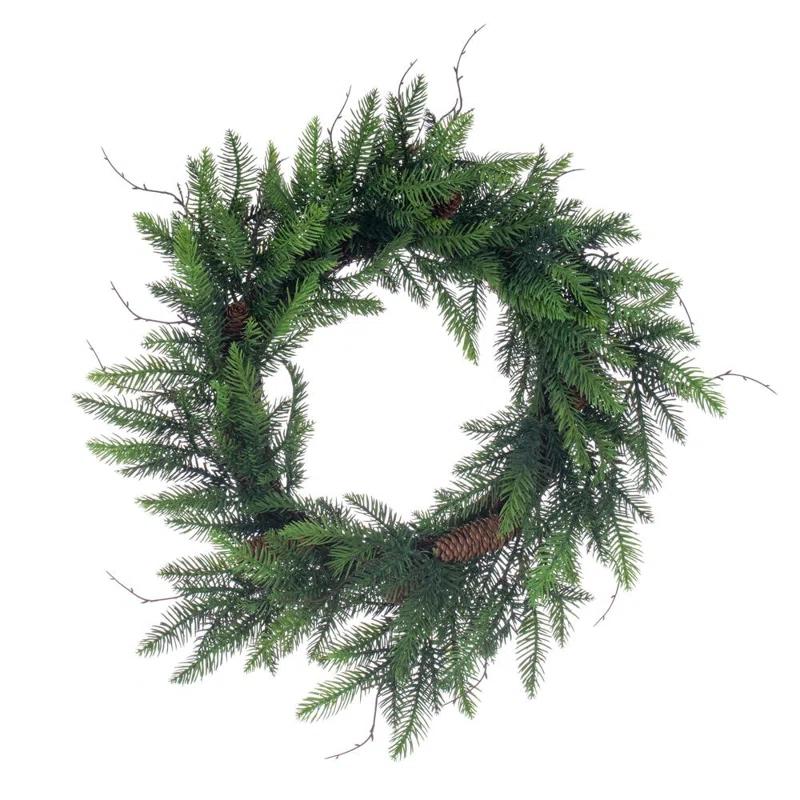 Ophelia & Co. Ophelia & Co. 24" Green Green Cedar Pinecone Wreath. Features a grapevine base.