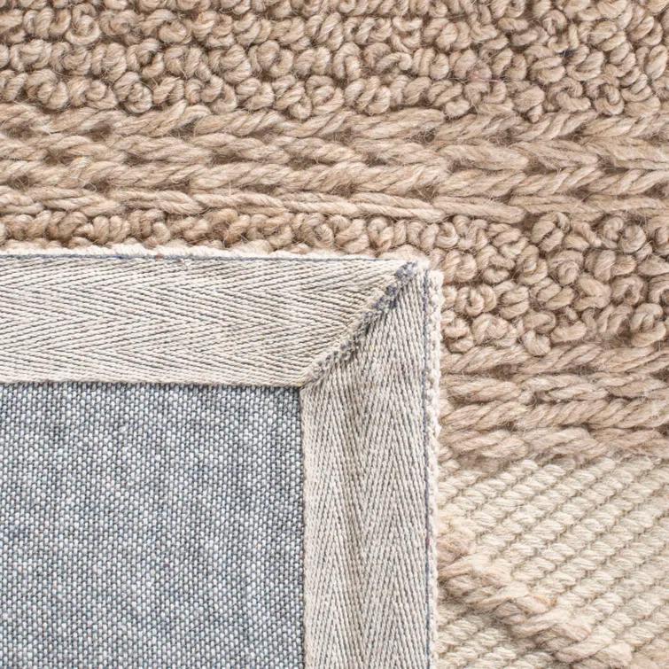 Highland Dunes Tulane Natura Hand Woven Wool/Cotton Geometric Rug in Beige