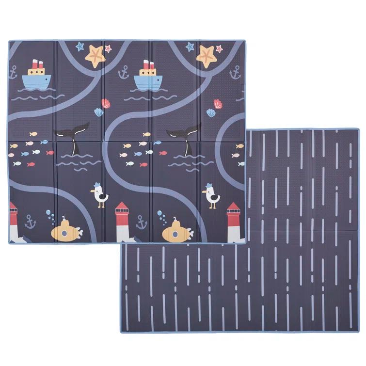 Evolur Cozycush Reversible Non-toxic Baby Kids Playmat|| Foldable Large Thick Foam Crawling Playmats For Toddlers|waterproof Portable Playmat For Babies | Yoga/picnic/game Mat|indoor/outdoor