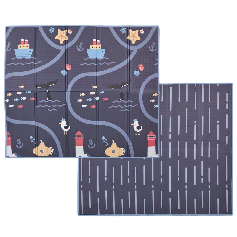 Evolur Cozycush Reversible Non-toxic Baby Kids Playmat|| Foldable Large Thick Foam Crawling Playmats For Toddlers|waterproof Portable Playmat For Babies | Yoga/picnic/game Mat|indoor/outdoor