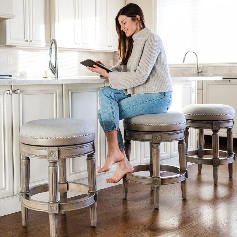 Maven Lane Maven Lane Pullman Backless Stool with Fabric Upholstery