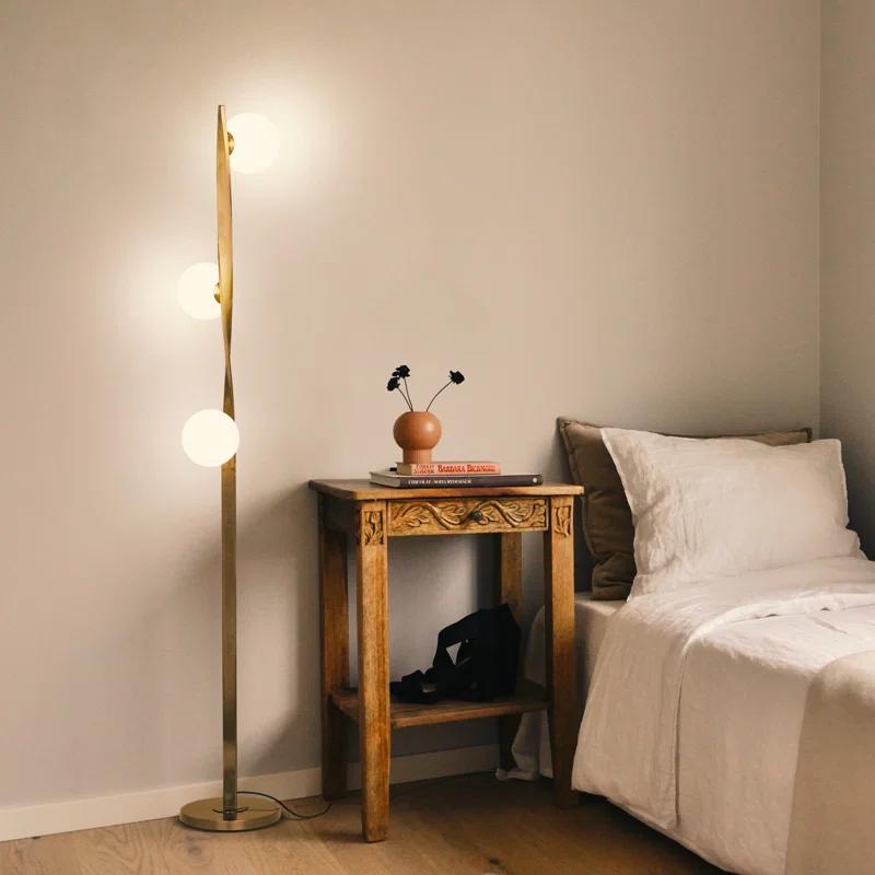 Brightech Nola 60 in. Industrial 3-Way Dimming LED Floor Lamp with 3 Glass Globe Shades