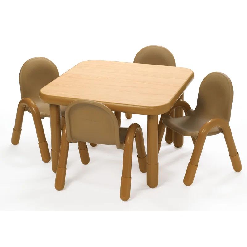 Angeles BASELINE Preschool 30" Square Table & Chair Set - Natural Wood