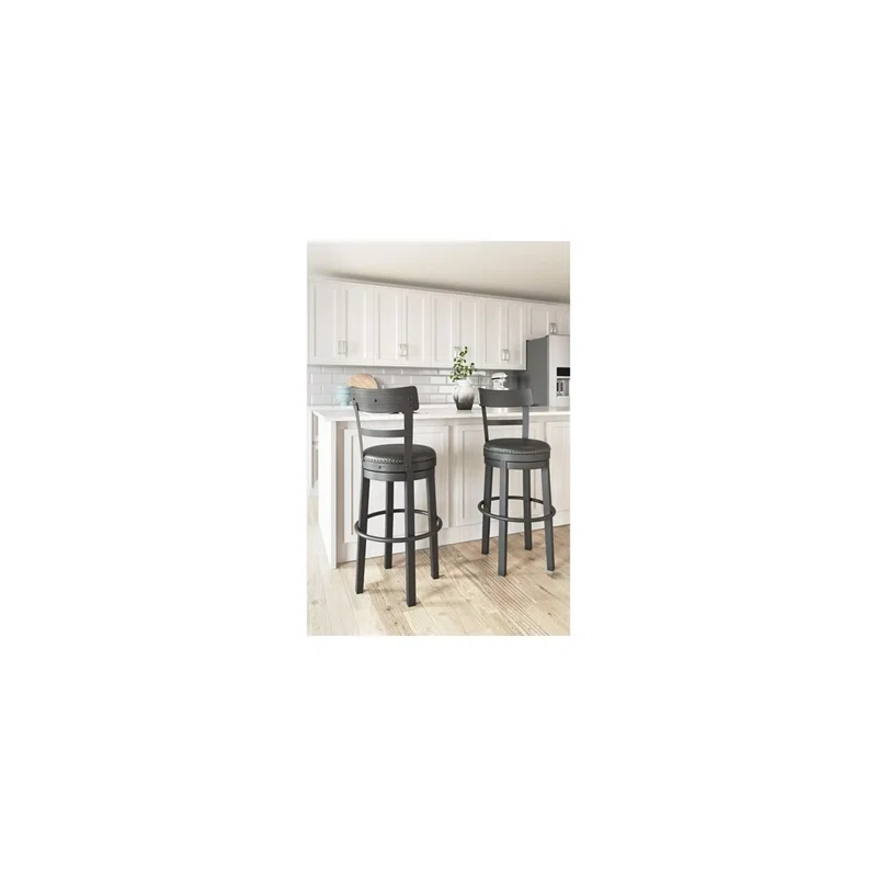August Grove® Daiah Swivel Upholstered Counter Stool with Solid Wood Frame