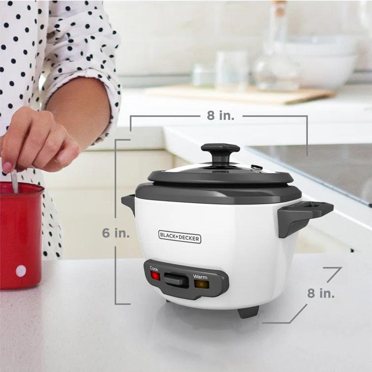 BLACK+DECKER BLACK+DECKER, Rice Cooker, Uncooked Rice, Steaming Basket, Removable Non-Stick Bowl, One Touch