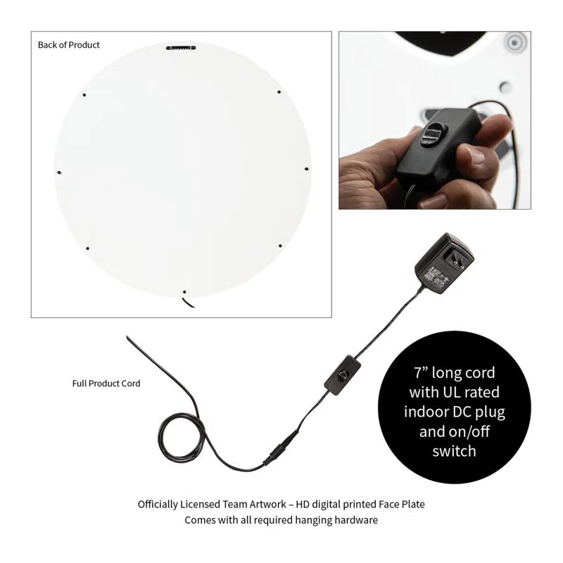 NCAA LED Round Lighted Wall Sign