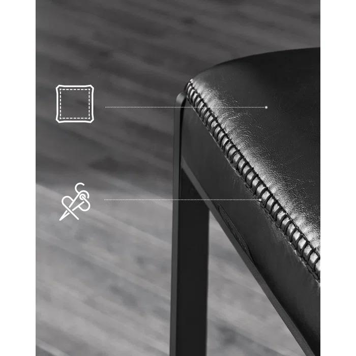 VASAGLE Bar Stools Set of 2, Counter Height Bar Stools, Synthetic Leather with Stitching (Set of 2)