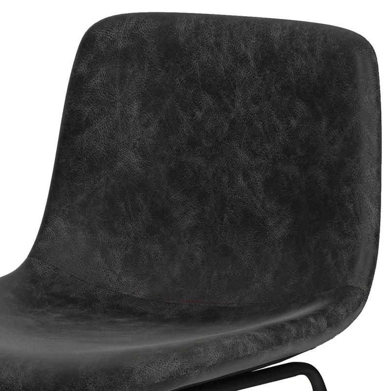 Simpli Home Jolie Upholstered Vegan Faux Leather Contemporary Counter Stool with Padded Bucket Seat and Footrest (Set of 2)