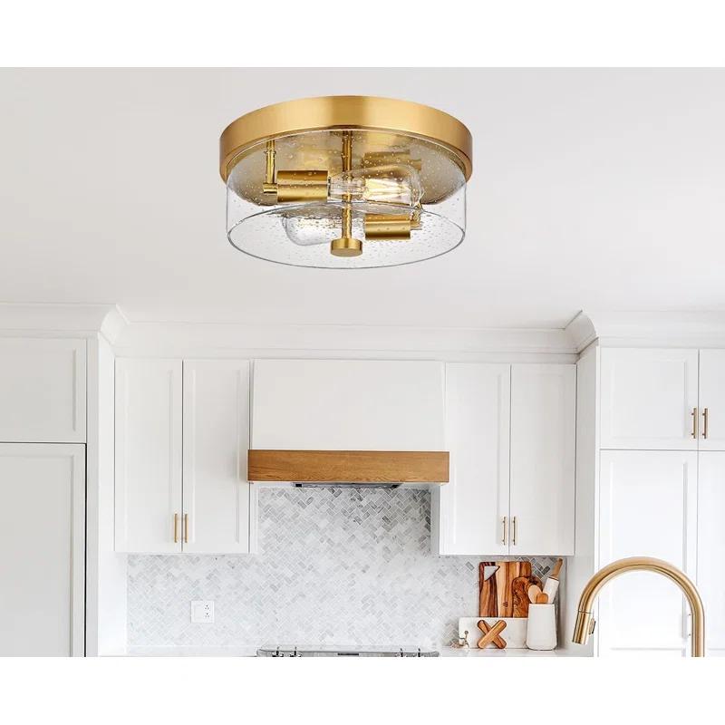 Flush Mount Ceiling Light Fixtures, 2-Light and Ceiling Mount for Farmhouse with Glass Lampshade