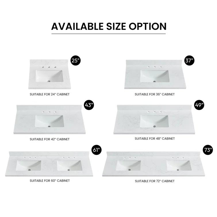 Vinnova Jaen 61'' Engineered Stone Double Vanity Top with Sink and 3 Faucet Holes | Wayfair