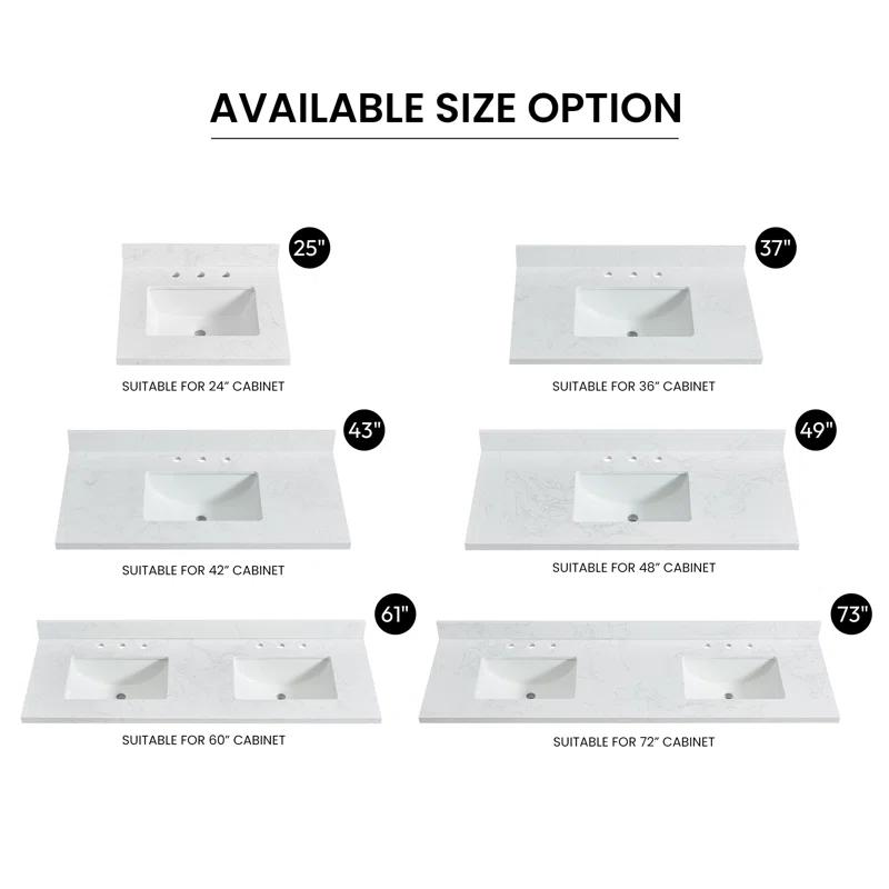 Vinnova Jaen 61'' Engineered Stone Double Vanity Top with Sink and 3 Faucet Holes | Wayfair