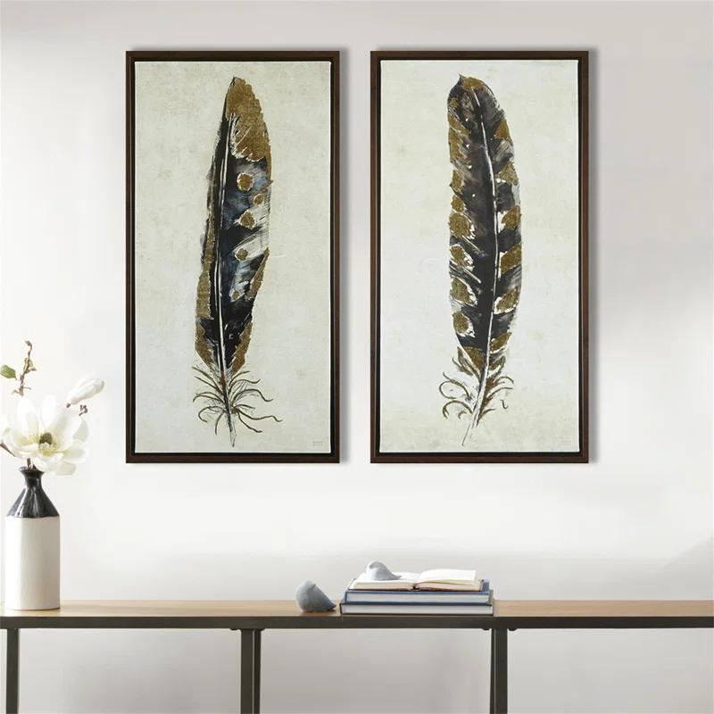 HLILish Gold Foil 2-Piece Canvas Wall Art Set