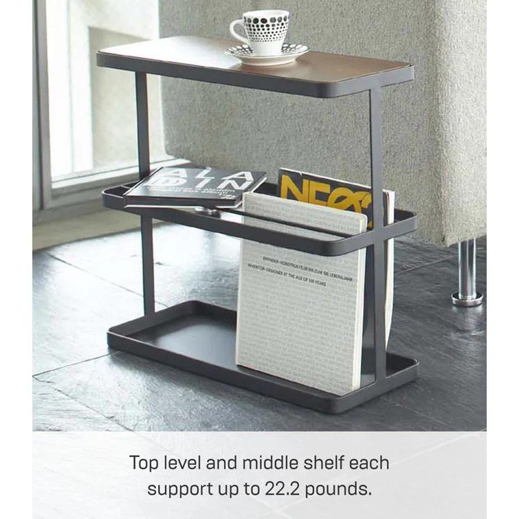 Yamazaki Home Tower Yamazaki Home Side Table With Storage Tier Shelves Narrow, Narrow Wooden And Metal End Table