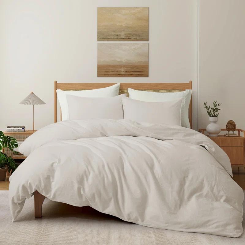 Peace Nest Linen and Cotton Duvet Cover with Pillowcase